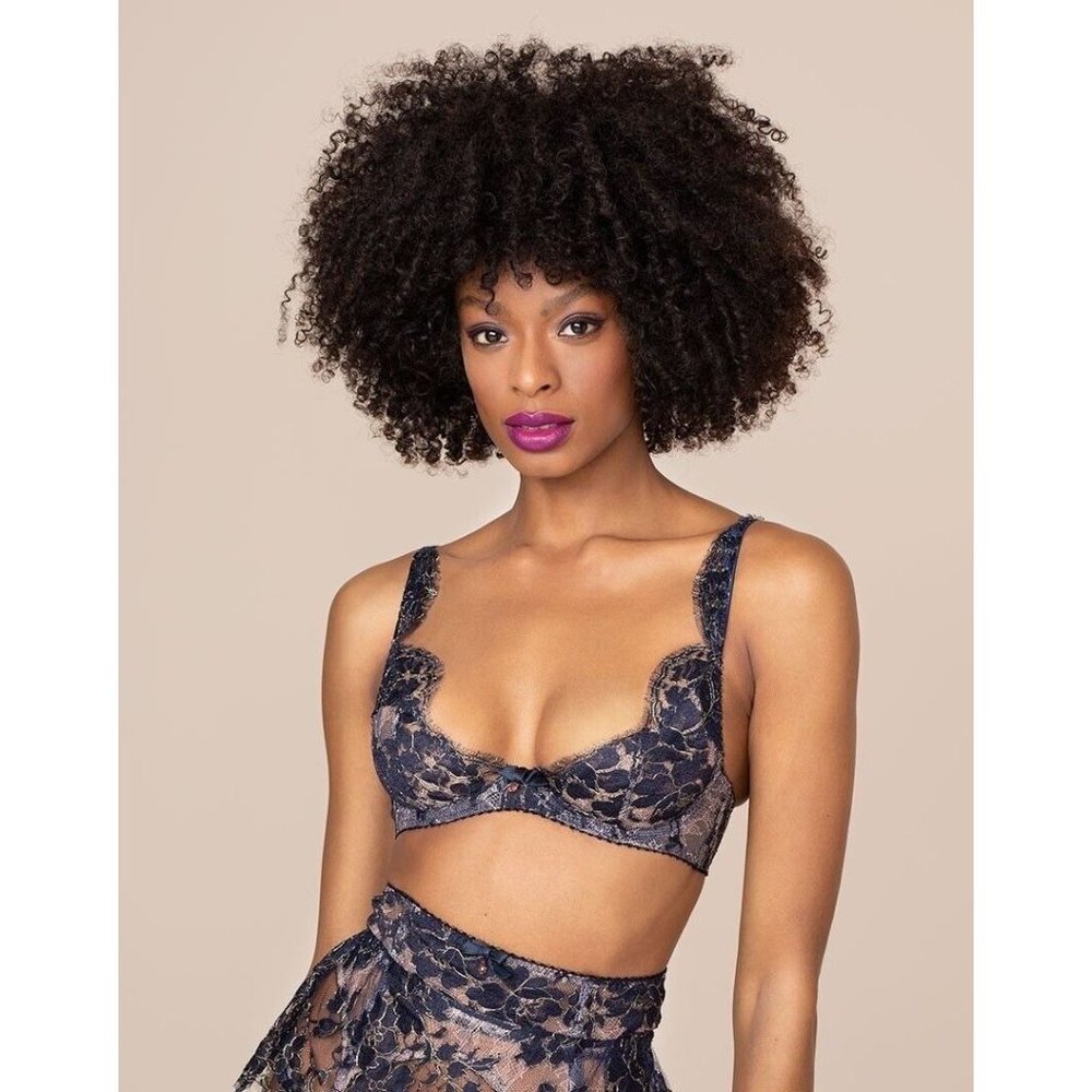 Agent Provocateur Mimosa Navy Peach Bra 36DD NWT